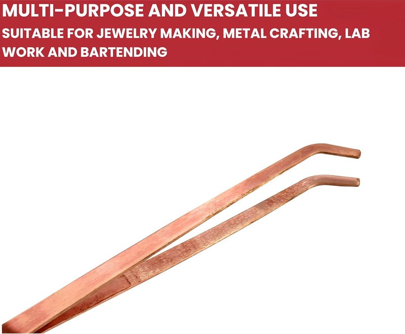 TAURISH Copper Tongs 8.5 inches Curved Tip Ideal for Jewelry Making, Soldering, Acid Baths & Pickling Tools - Image 5